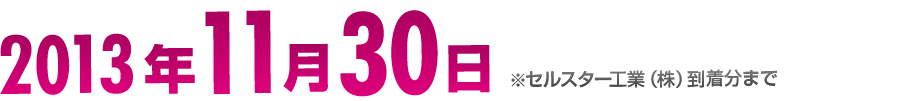 2013年11月30日（水）セルスター工業（株）到着分まで