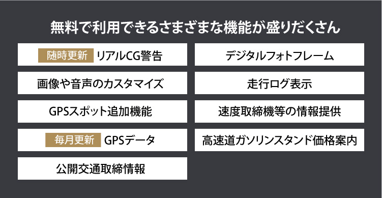 無料で利用出来るさまざまな機能