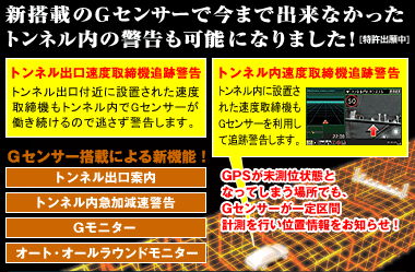 新搭載のGセンサーで今まで出来なかったトンネル内の警告も可能になりました！